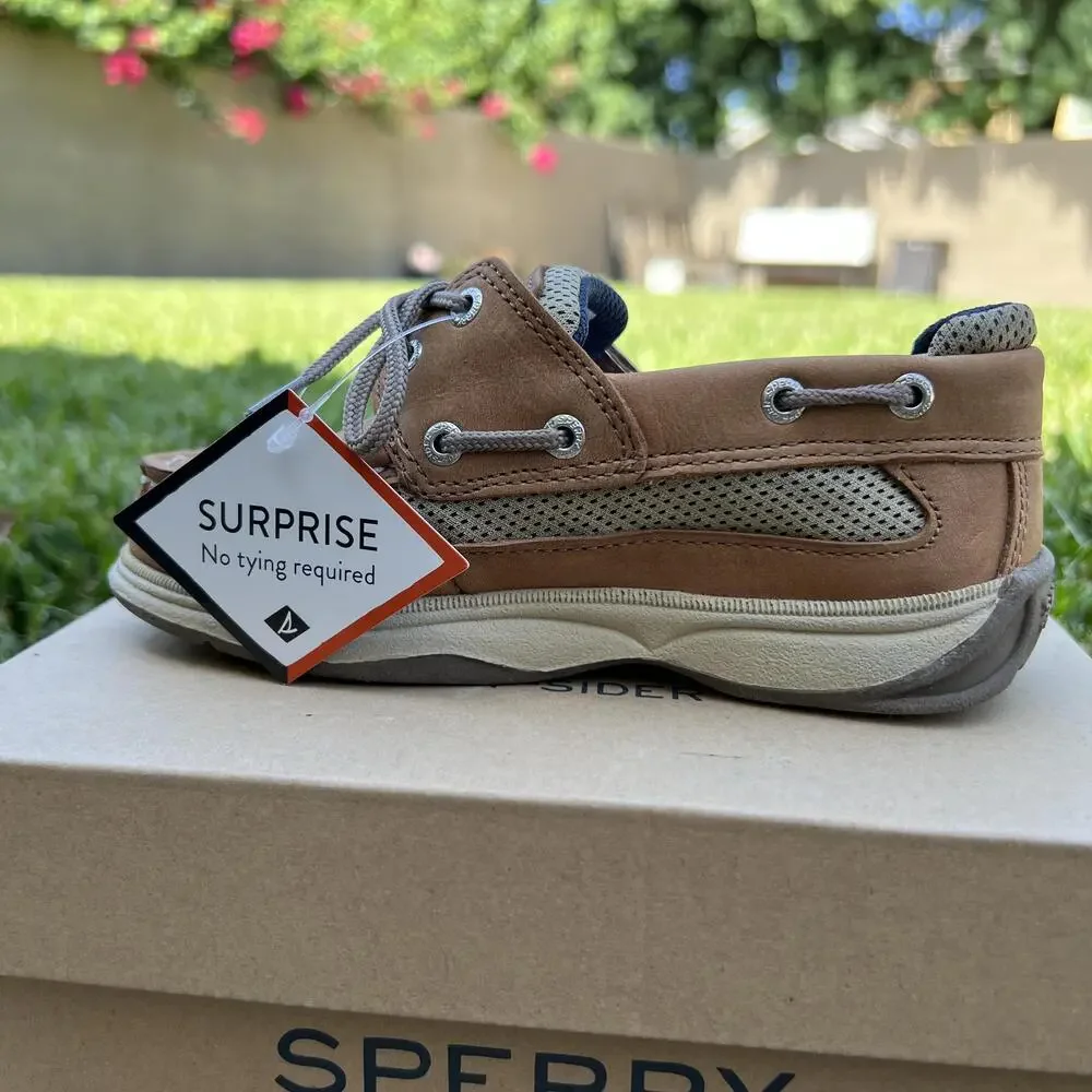 Sperry Top-Sider Shoes Boys Size 11 Brown Lanyard AC Boat Surprise No Tie